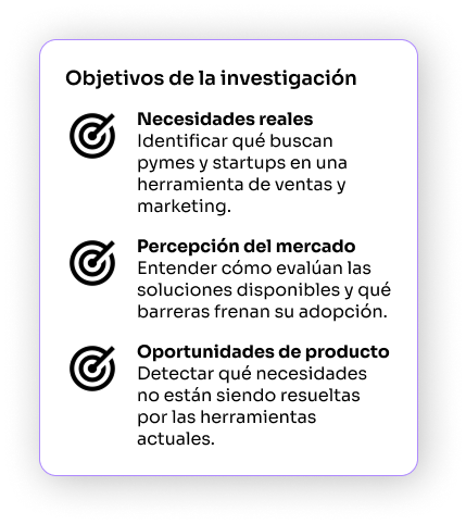 Pantalla del caso de estudio Symlab que presenta el contexto, los objetivos de investigación y la validación de necesidades para el desarrollo de una solución digital.